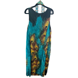 Women’s Maxie Dress beautiful peacock design! Comes with matching belt! Size XXL